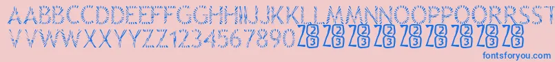 Zone23Rayz Font – Blue Fonts on Pink Background