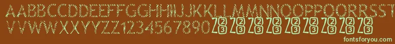 Zone23Rayz Font – Green Fonts on Brown Background