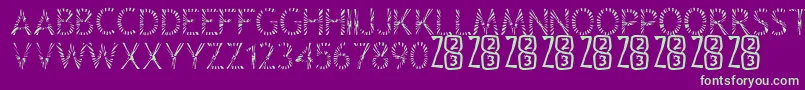 Zone23Rayz Font – Green Fonts on Purple Background