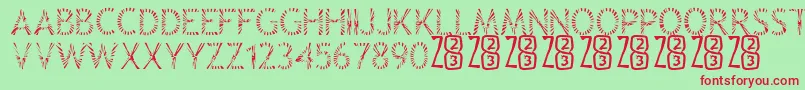 Zone23Rayz Font – Red Fonts on Green Background