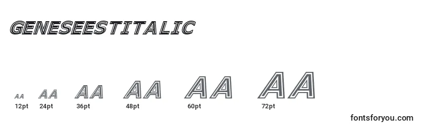 Размеры шрифта GeneseestItalic (78726)