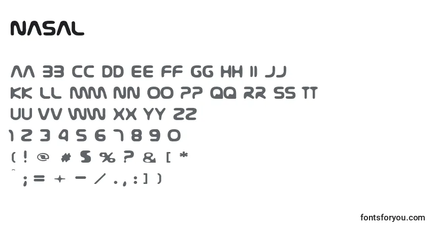 Schriftart Nasal – Alphabet, Zahlen, spezielle Symbole