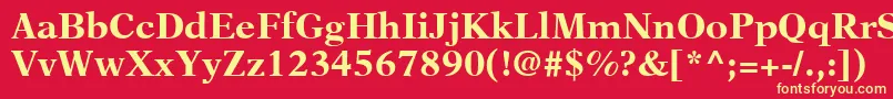 NewAsterLtBold-Schriftart – Gelbe Schriften auf rotem Hintergrund