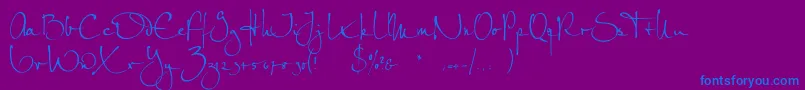 PetrascriptefAlternate-Schriftart – Blaue Schriften auf violettem Hintergrund