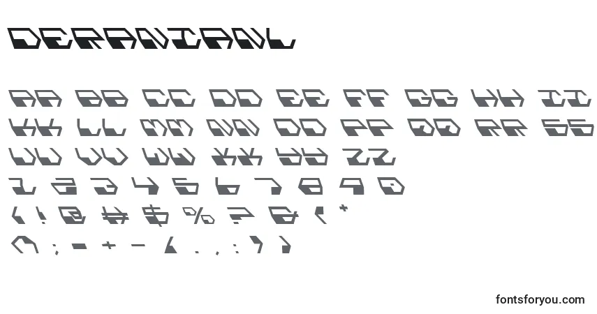 Schriftart Deranianl – Alphabet, Zahlen, spezielle Symbole