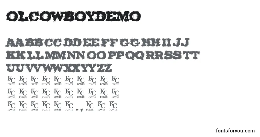 Czcionka OlCowboyDemo – alfabet, cyfry, specjalne znaki
