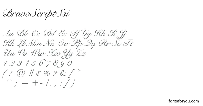 Czcionka BravoScriptSsi – alfabet, cyfry, specjalne znaki