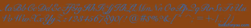 BravoScriptSsi-Schriftart – Blaue Schriften auf braunem Hintergrund