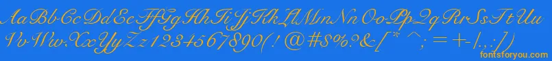 BravoScriptSsi Font – Orange Fonts on Blue Background