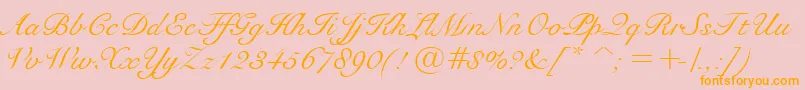 BravoScriptSsi-Schriftart – Orangefarbene Schriften auf rosa Hintergrund