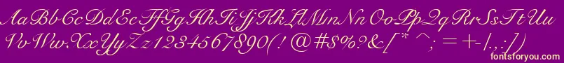 BravoScriptSsi Font – Yellow Fonts on Purple Background