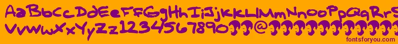 OpnTComplanaZ-Schriftart – Violette Schriften auf orangefarbenem Hintergrund
