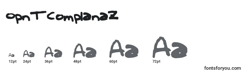 OpnTComplanaZ Font Sizes