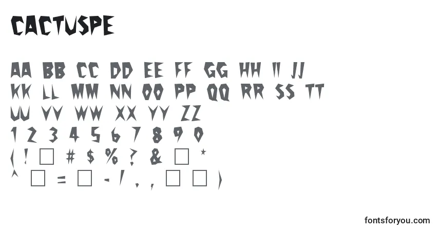 A fonte Cactuspe – alfabeto, números, caracteres especiais