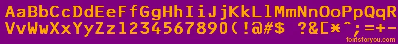 フォントF25BankPrinter – 紫色の背景にオレンジのフォント