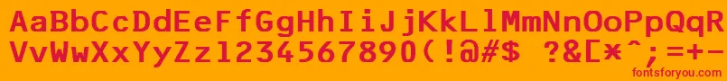 フォントF25BankPrinter – オレンジの背景に赤い文字