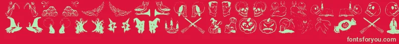 Halloweentwo Font – Green Fonts on Red Background
