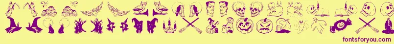 Lisätietoja Halloweentwo-fontista Halloweentwo-fontti – violetit fontit keltaisella taustalla