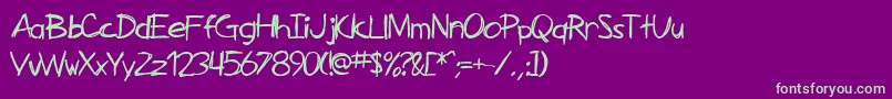 SfZimmerman Font – Green Fonts on Purple Background