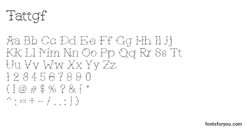 Czcionka Tattgf – alfabet, cyfry, specjalne znaki