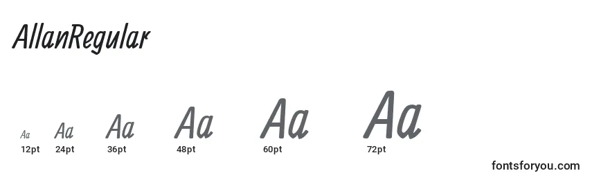 Размеры шрифта AllanRegular