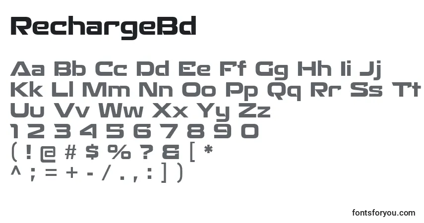 Czcionka RechargeBd – alfabet, cyfry, specjalne znaki