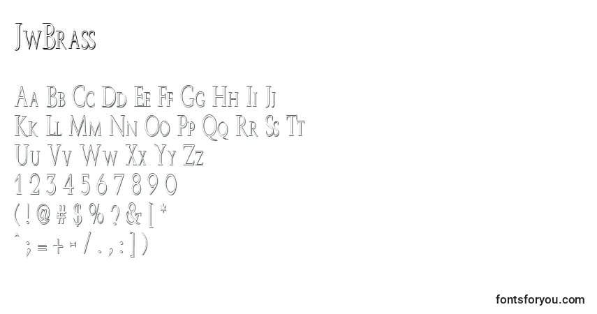A fonte JwBrass – alfabeto, números, caracteres especiais