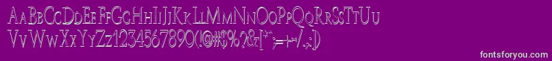 Fonte JwBrass – fontes verdes em um fundo violeta