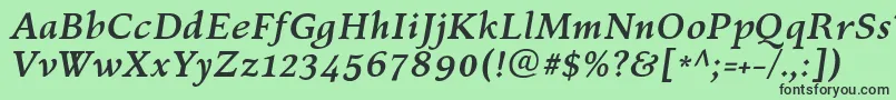 フォントKelvinchBolditalic – 緑の背景に黒い文字