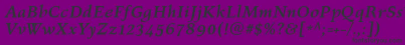 Czcionka KelvinchBolditalic – czarne czcionki na fioletowym tle