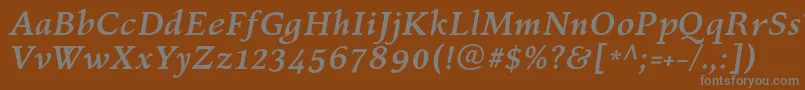 フォントKelvinchBolditalic – 茶色の背景に灰色の文字