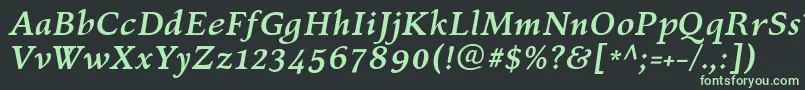 フォントKelvinchBolditalic – 黒い背景に緑の文字