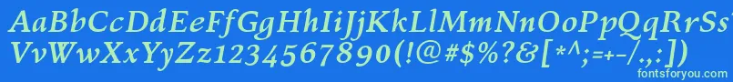 KelvinchBolditalic Font – Green Fonts on Blue Background