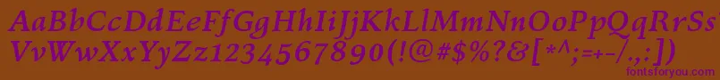 KelvinchBolditalic Font – Purple Fonts on Brown Background