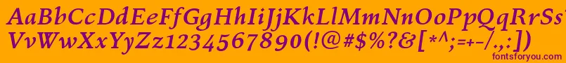 KelvinchBolditalic Font – Purple Fonts on Orange Background