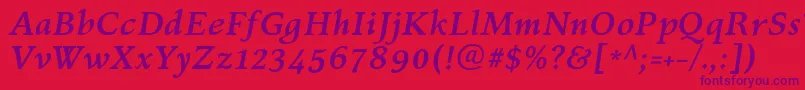 KelvinchBolditalic Font – Purple Fonts on Red Background