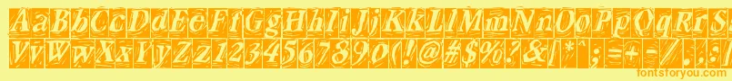 フォントCraftBlackreversed – オレンジの文字が黄色の背景にあります。