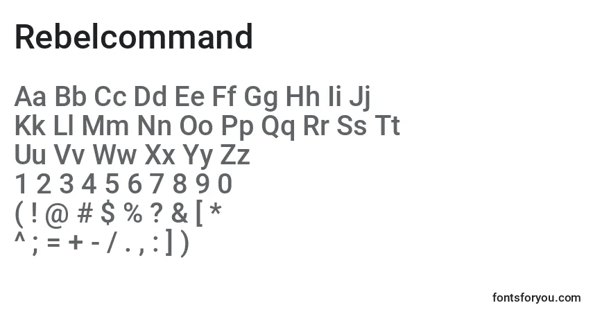 Rebelcommand Font – alphabet, numbers, special characters