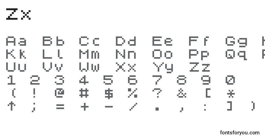 Шрифт Zx – алфавит, цифры, специальные символы