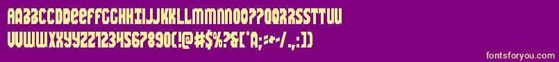 Warnationcond-Schriftart – Gelbe Schriften auf violettem Hintergrund