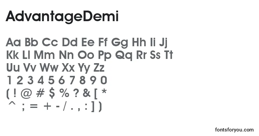 AdvantageDemi Font – alphabet, numbers, special characters