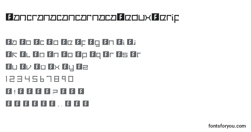 Czcionka CancranacancarnacaReduxSerif – alfabet, cyfry, specjalne znaki