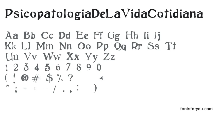 Шрифт PsicopatologiaDeLaVidaCotidiana – алфавит, цифры, специальные символы