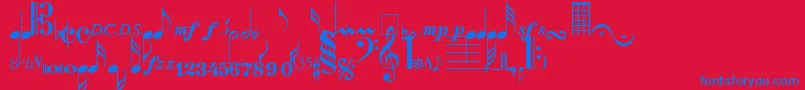 NotesNormal Font – Blue Fonts on Red Background