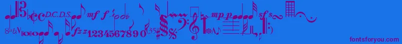NotesNormal Font – Purple Fonts on Blue Background