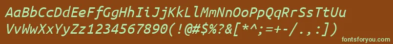 Шрифт Ubuntumono Italic – зелёные шрифты на коричневом фоне