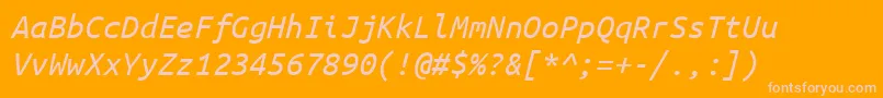 Więcej informacji o czcionce Ubuntumono Italic Czcionka Ubuntumono Italic – różowe czcionki na pomarańczowym tle