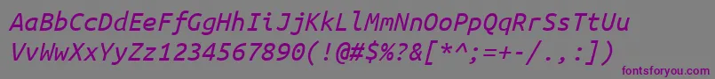 Czcionka Ubuntumono Italic – fioletowe czcionki na szarym tle