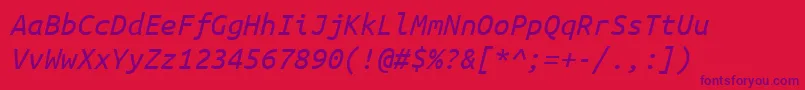 フォントUbuntumono Italic – 赤い背景に紫のフォント