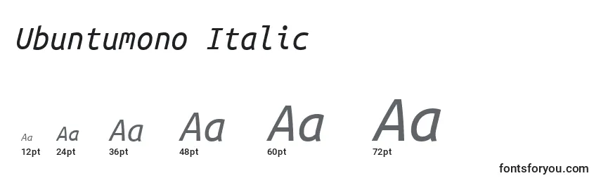 Ubuntumono Italic-fontin koot